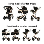Baby Stroller Reversible Baby Pushchair with Cup Holder,Storage Bag,Foldable Baby Carriage for Newborns to Toddlers,Unisex