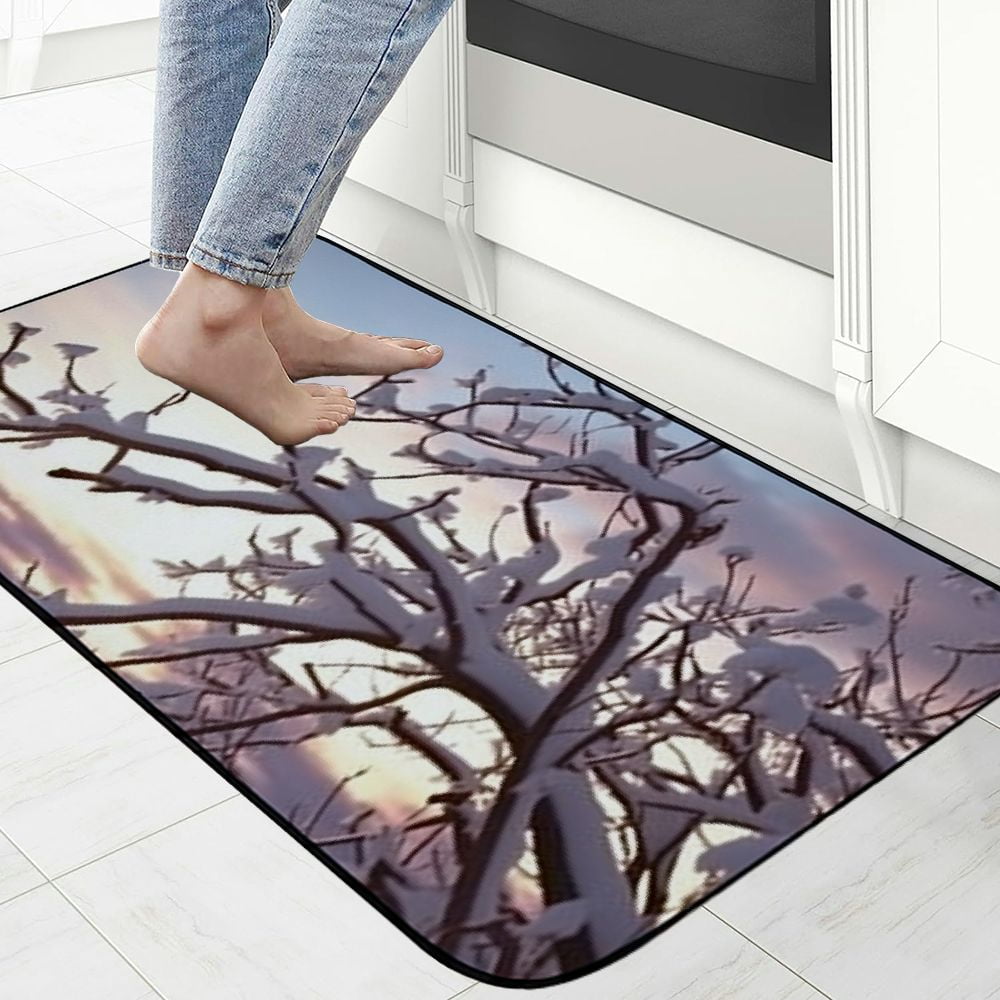 Qinduosi Decorative Door Mat, Door Mat with Non-Slip Rubber Backing, Easy Cleaning, Traps Dirt, Rug for Entry, Patio, Garage - Winter Frost Snow Snowdrifts Trees Glaciation 19.68*47.4 in