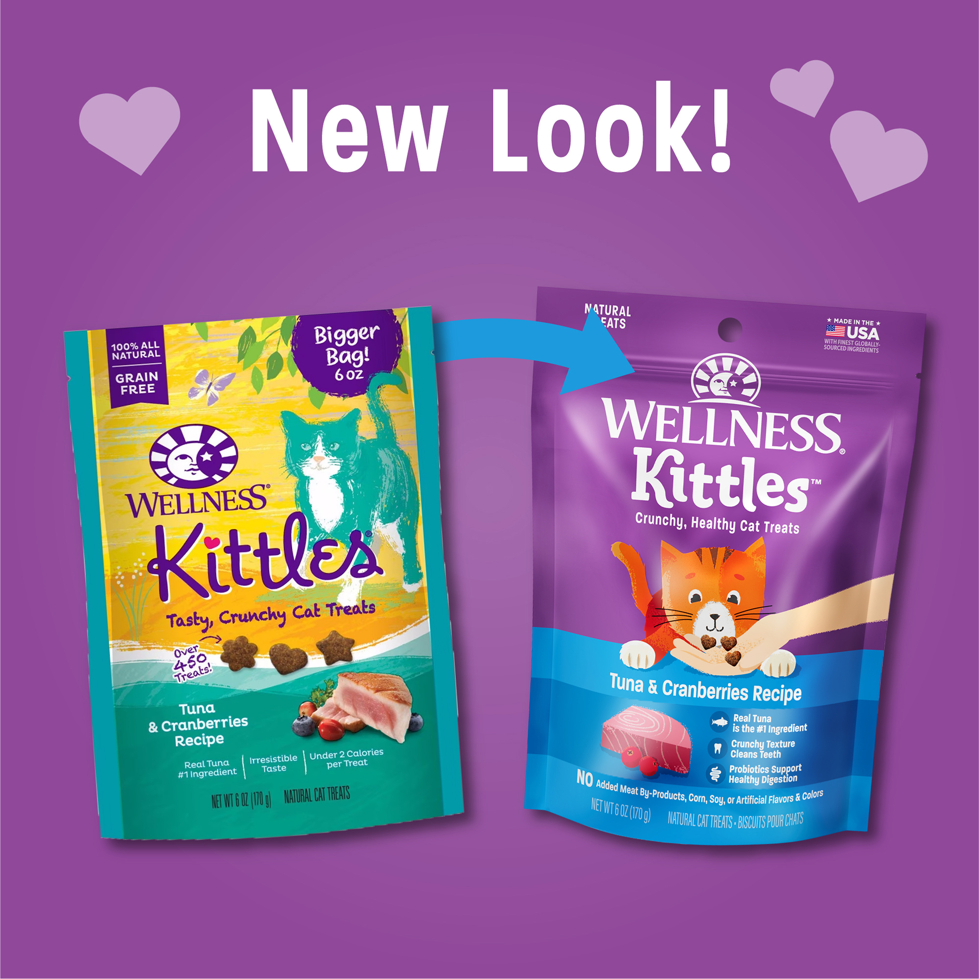 Wellness Kittles Natural Grain Free Cat Treats, Tuna & Cranberries, 6-Ounce Bag - image 3 of 7