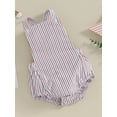 thumbnail image 3 of Suealasg Infant Baby Boys Girls Summer Romper 3M 6M 9M 12M 18M 24M Toddler Stripe Print Sleeveless Square Neck Button Jumpsuit Overalls Outfits, 3 of 9