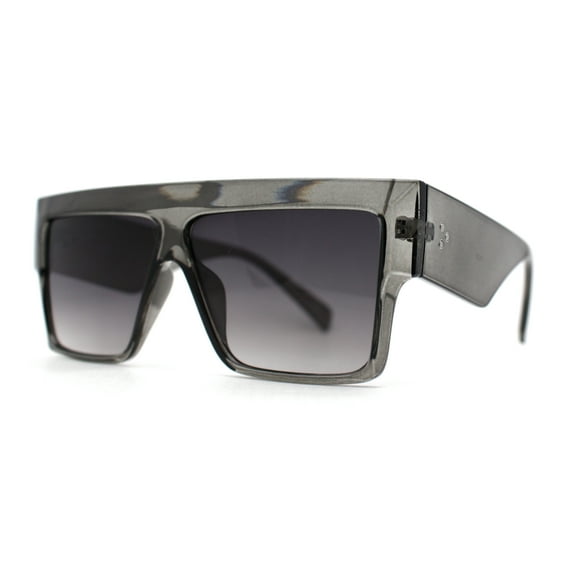 Womens Thick Horn Flat Top Angular Mobster Plastic Sunglasses Slate Smoke