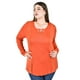 thumbnail image 1 of Blusa con encaje y escotre cruzado Roman Fashion /Tallas Extras, 227 (Ladrillo) naranja 42, 1 of 6