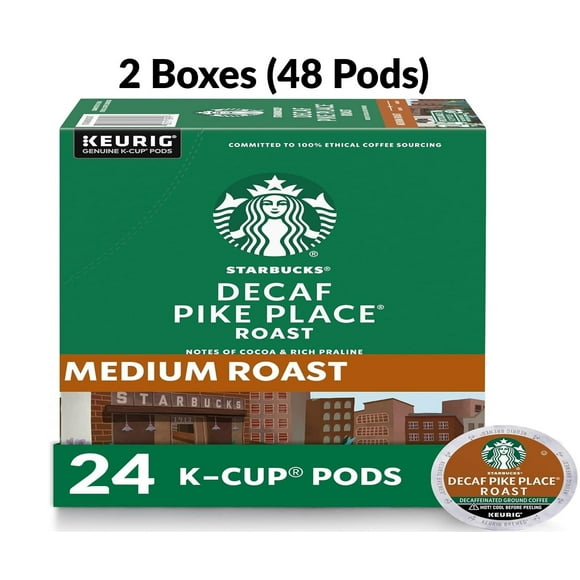 Starbucks Decaf Pike Place Roast Coffee Pods – 48 Keurig K-Cups (2×24 Count) | Smooth Medium Roast, Rich & Balanced Flavor