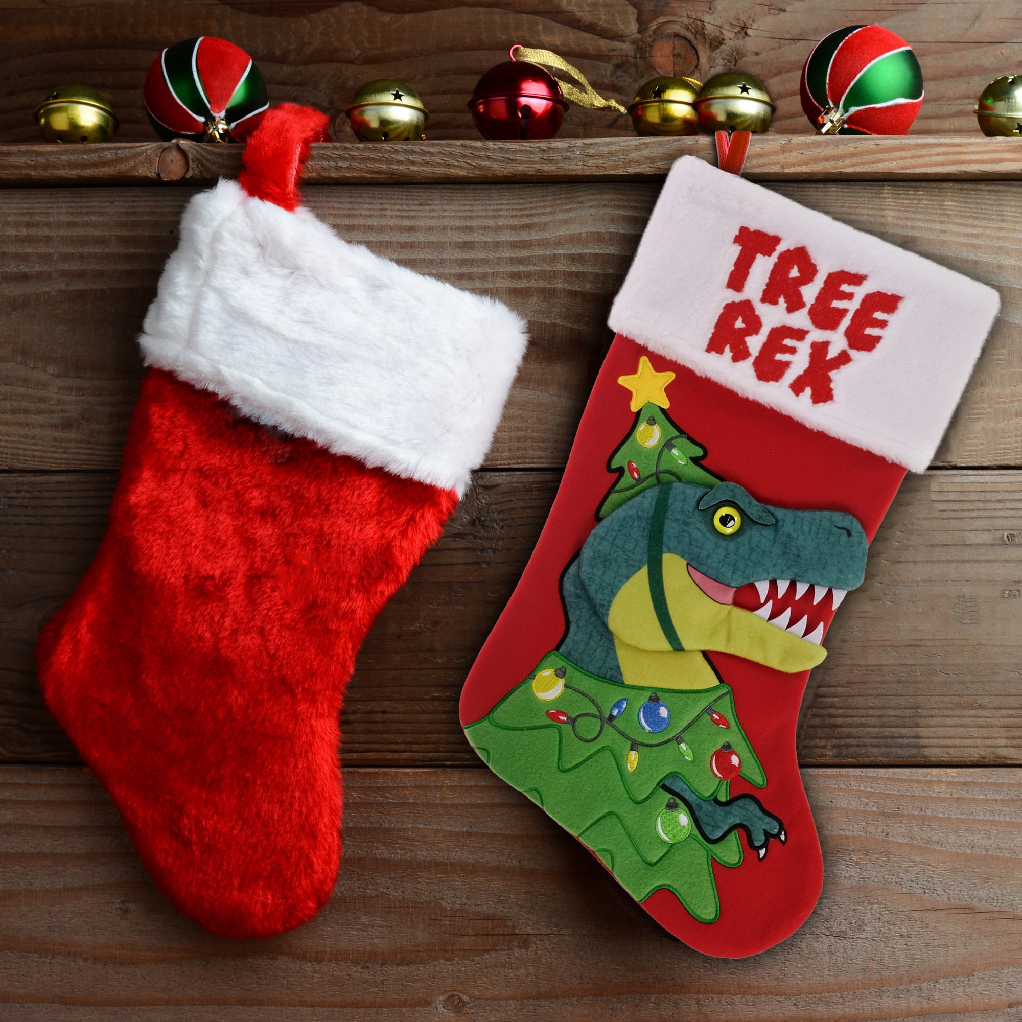 Holiday Time 20 Inch Tree Rex Dinosaur Christmas Stocking