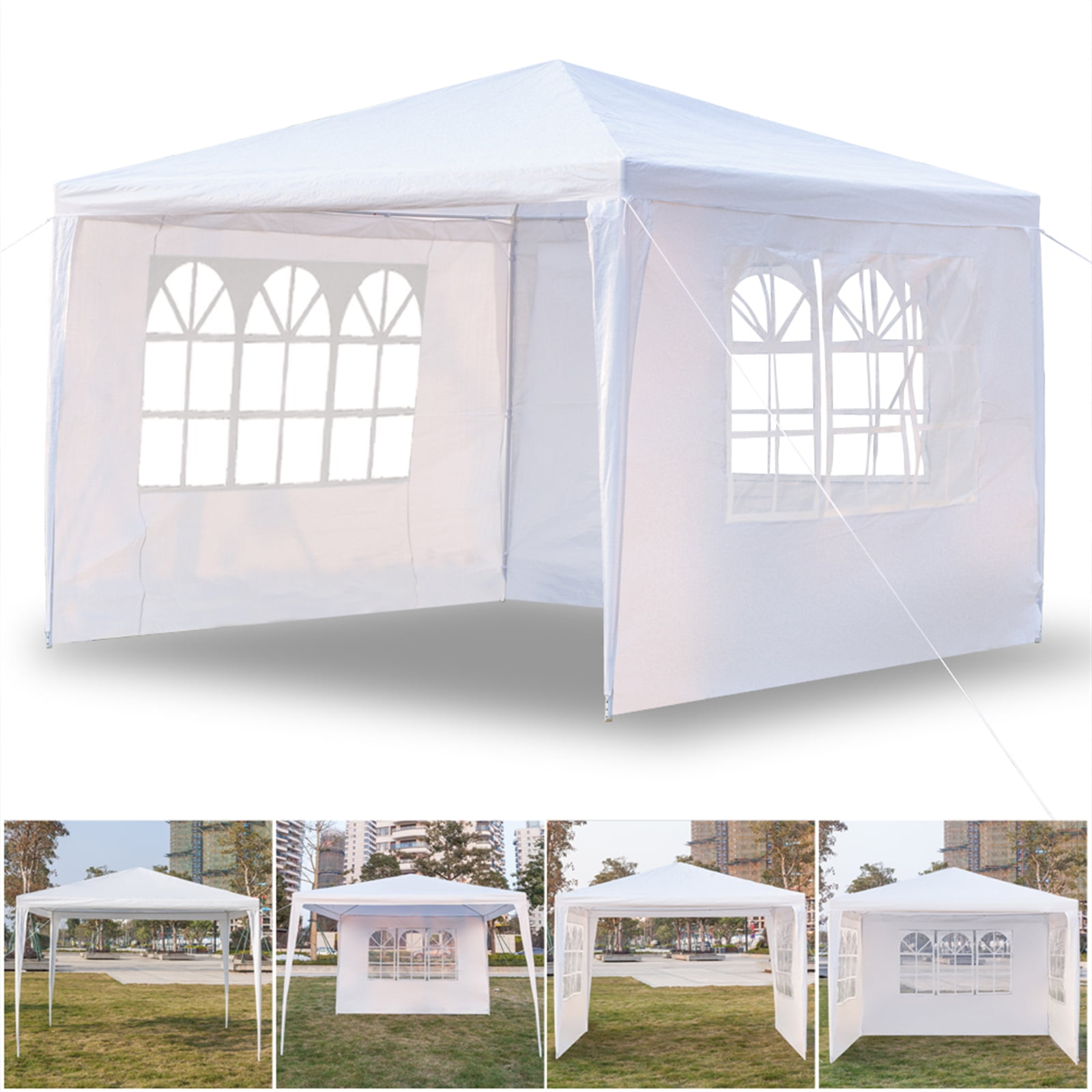 Kepooman 3 x 3m Portable Home Use Waterproof Canopy, Outdoor Sides Party Tent with Spiral Tubes for Party/ Exhibition/ Picnic, White, Three Sides Kepooman 3 x 3m Portable Home Use Waterproof Canopy, Outdoor Sides Party Tent with Spiral Tubes for Party/ Exhibition/ Picnic, White, Three Sides