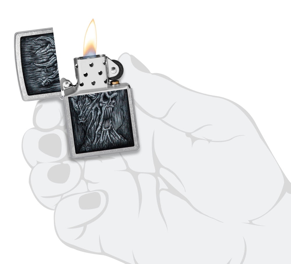 Zippo Evil Tree Design Street Chrome Pocket Lighter