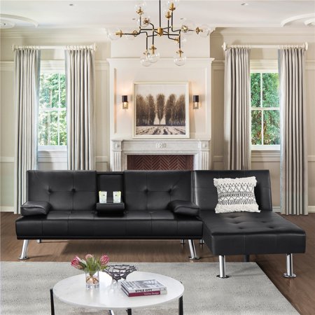 Yaheetech Faux Leather Sectional Sofa Couch Living Room Furniture Set Convertible Futon Beds With Chaise Lounge Black Com - Living Room Sets With Chaise Lounge Yaheetech Faux Leather Sectional Sofa Couch Living Room Furniture Set Convertible Futon Beds With Chaise Lounge Black Com - Living Room Sets With Chaise Lounge