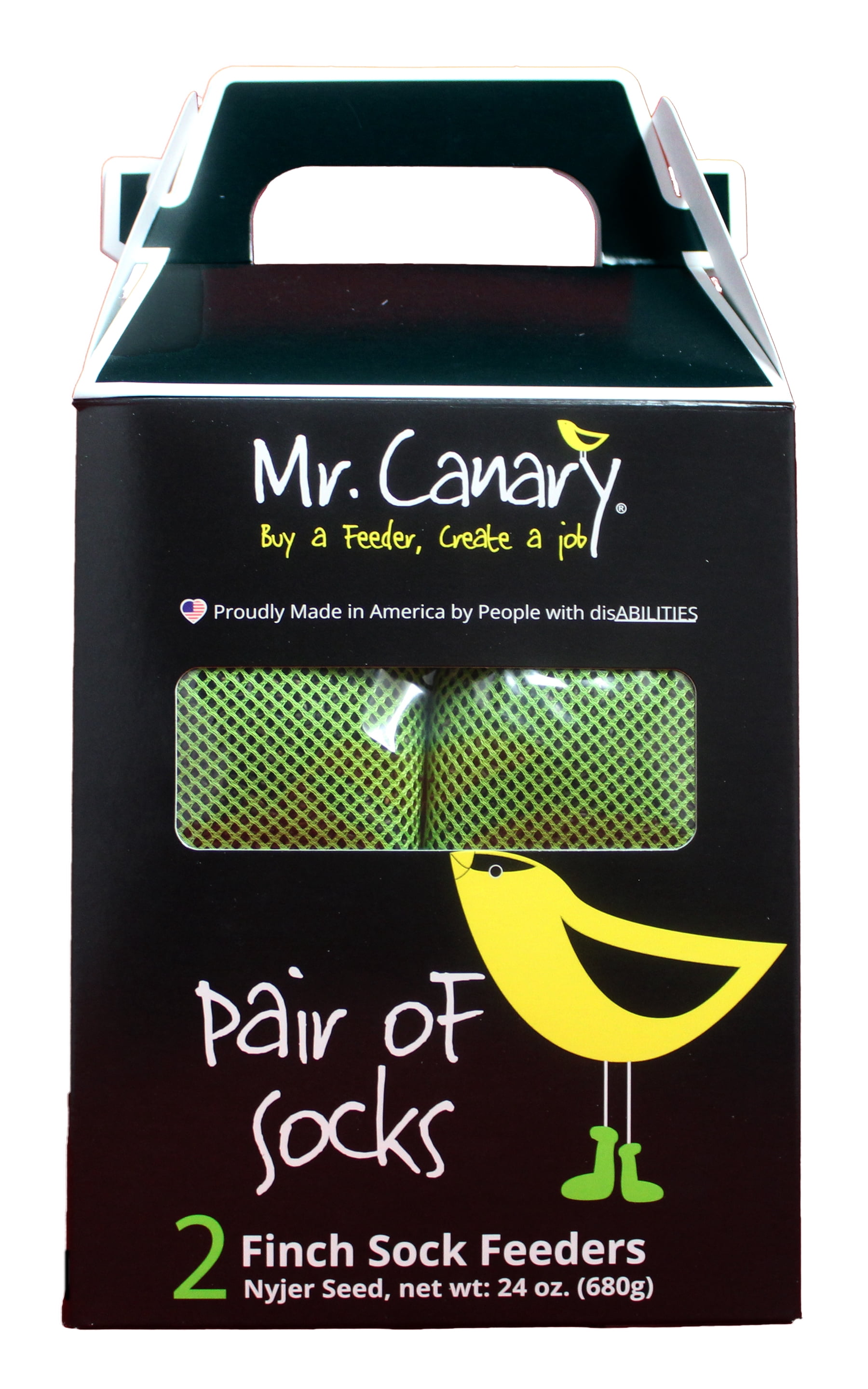 (2 pack) Mr. Canary 'Pair of Socks' Finch Sock Feeders, 12oz Nyjer Seed Each (2 pack)