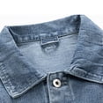thumbnail image 5 of Maoxin Mens Jacket Men's Vintage Motorcycle Warm Solid Color Button Pocket Long Sleeved Denim Jacket Spring/Autumn Clothing Blue 2XL, 5 of 7