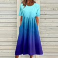 thumbnail image 2 of QIPOPIQ Robes pour Femmes avec Poches Manches Courtes Imprimé Tendance Col Rond Robe Rétro d'Été Robe Longue Offres 2023, 2 of 5