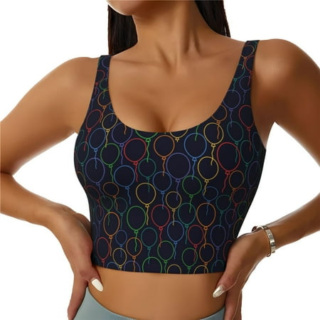 Jgfou Colorful Balloons Print Womens Sports Bra - Padded Workout Sports Bras Crop Tank Top