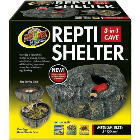 Zoo Med Repti Shelter 3 in 1 Cave for Reptiles [Reptile Caves and Hides, Reptile Supplies] Medium - 1 count