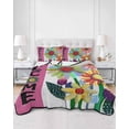 thumbnail image 2 of Quilt King Size Bedding Set, Spring Daisy Reversible Summer Quilt 3 Pieces, Pink Modern Abstract Art Dots Floral Lightweight Bedspreads Coverlets with 2 Pillow Shams for All Seasons, 2 of 5
