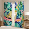 thumbnail image 2 of Feelyou Jungle Leopard Animal Curtains Pack of 2 (42x84 Each), Rustic Wildlife Cheetah Curtains Blackout, Watercolor Leaf Flower Bedroom Curtains, Curtains and Drapes Decor, 2 of 6