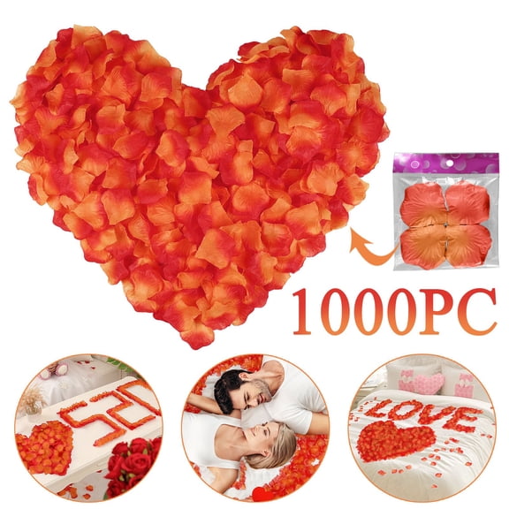 Haidf 1000Pcs Silk Rose Petals, Artificial Rose Flower Petals, Fake Flower Petals for Valentines Day Romantic Night Wedding Proposal Anniversary Engagement Party Decorations, Orange