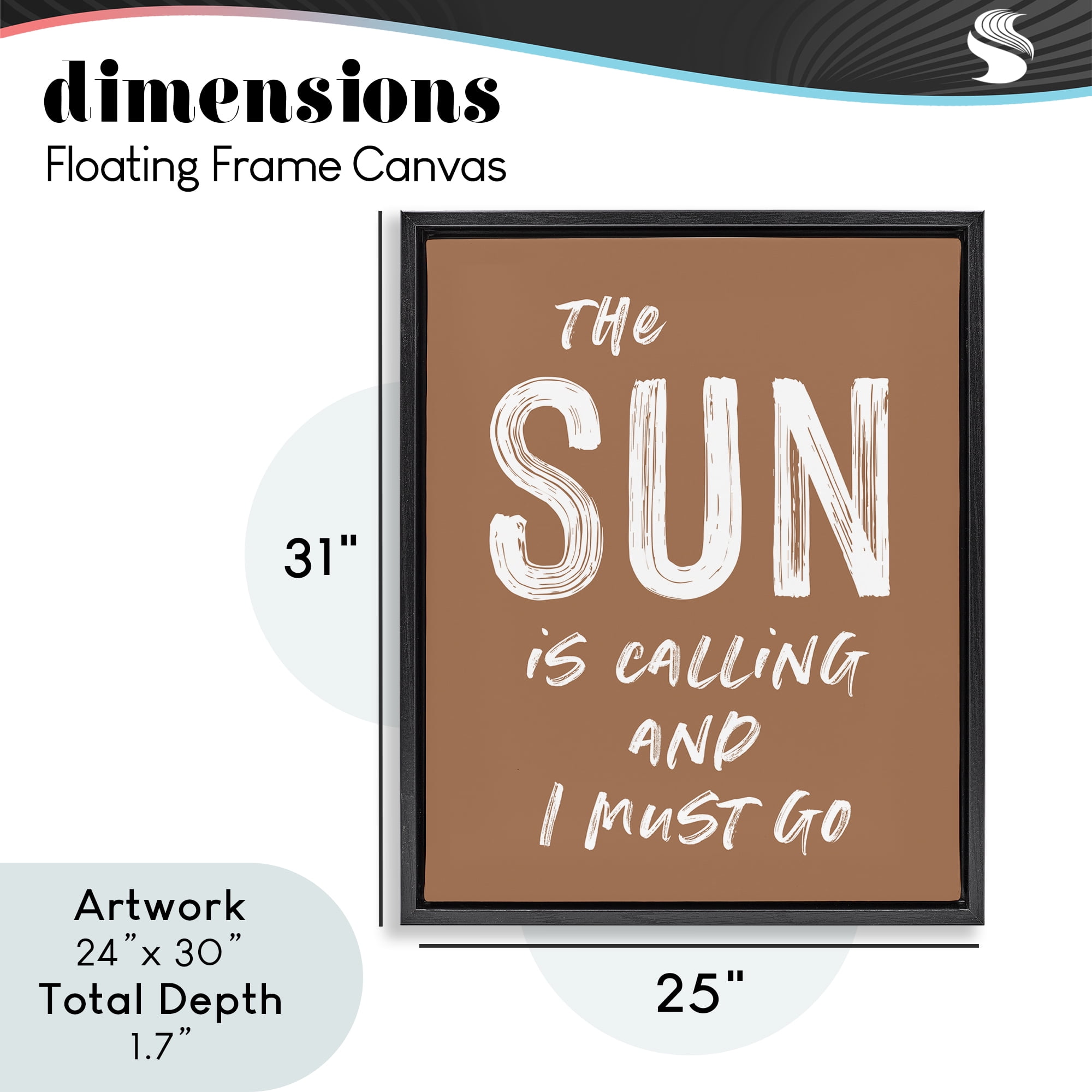 Sun Is Calling Must Go Black Framed Floater Canvas Wall Art, design by Lettered and Lined