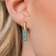 thumbnail image 3 of Gem Stone King 18K Yellow Gold Plated Silver Swiss Blue Topaz Drop Dangle Earrings for Women | 1.95 Cttw | Gemstone November Birthstone | Round 5MM, 3 of 6