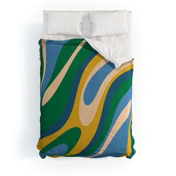 Society6 Kierkegaard Design Studio Wavy Loops Abstract Pattern 3 Comforter Cotton Full