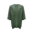 thumbnail image 4 of CHENjy Women's Crochet Tops for Women Summer, 3/4 Sleeve Hollow Out Pullover, Round Neck Beach Swimsuit Cover Up Loose Fit, L，Green, 4 of 7