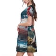 thumbnail image 2 of Balery Bubbles Axolotl Fantasy Vestidos sueltos de manga corta para mujer, vestidos de verano 2025, vestidos casuales de corte A con vuelo., 2 of 6