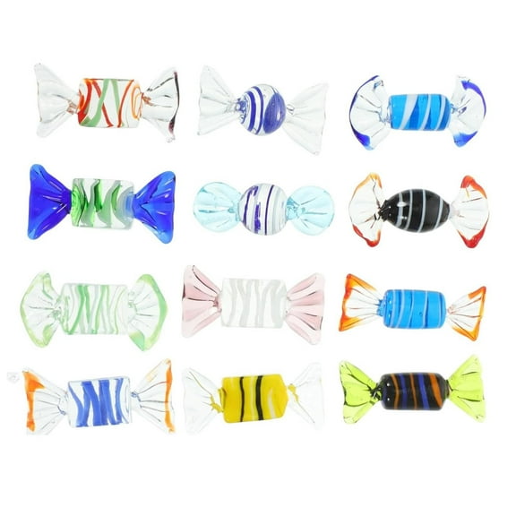HCTSHG 12Pcs Vintage Style Glass Sweets Ornaments, Various Glass Candy Ornament Set for Home, Party, Wedding, and Christmas Festival Decorations