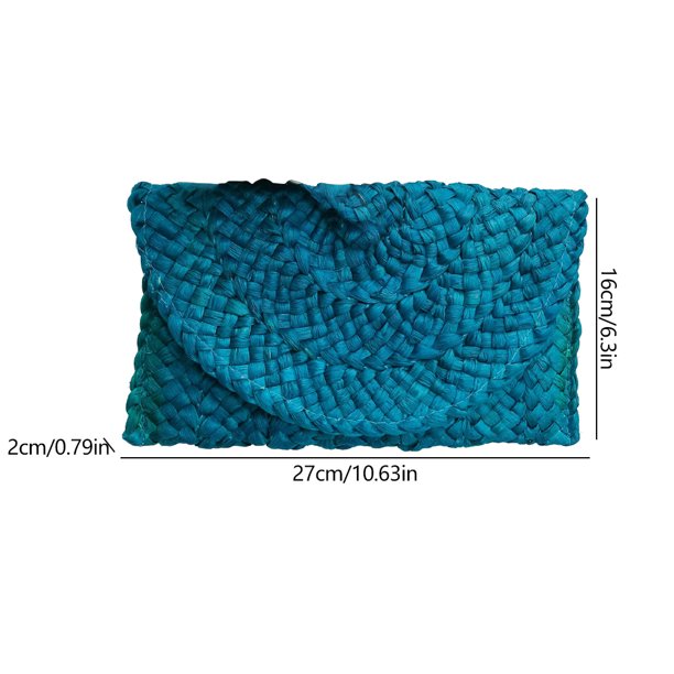 Bolsa de mano de paja para mujer Bolsa de playa tejido bohemio Casual Wedding Party Prom (Azul) Hugtrwg Para Estrenar