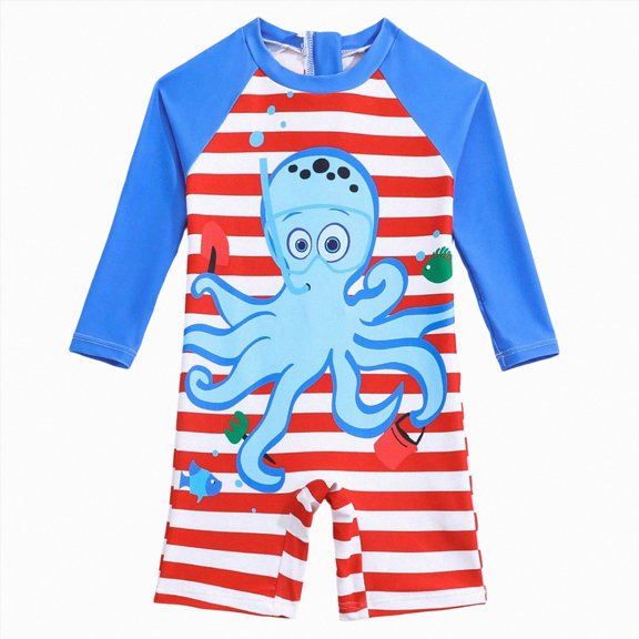 Xudanell Baby Swimsuit Boy Infant One Piece Rash Guard Bathing Suit Short Sleeve Zipper Toddler Boys Beach Swimwear Blue for Size 2-3 Years
