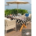 thumbnail image 6 of 54x80 Inch Outdoor Tablecloth with Umbrella Hole Zipper Rectangle Farmhouse Coffee Rectangular Tablecloths Outside Waterproof Modern Vintage Coffees Black Brown Plaid Patio Table Cover for Picnic, 6 of 8
