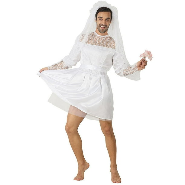 Mens Wedding Dress Funny Male White Bride Costume Novelty Halloween Fancy Dress Stag Do Hen Night Party Outift Walmart en linea
