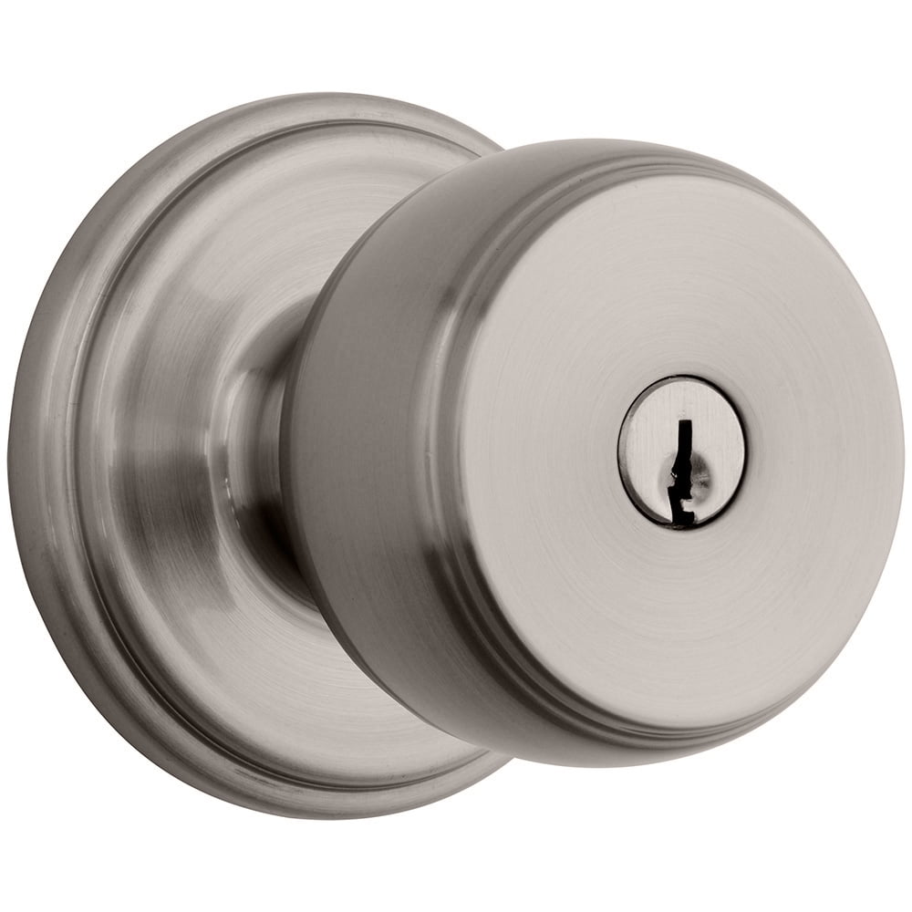 Brinks Push Pull Rotate Ganyon Keyed Entry Doorknob in Satin Nickel