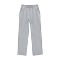 thumbnail image 3 of Abcomgle Girls Sweatpants Size 7-8 Baggy Elastic Waist Wide Leg Pants for Girls Cotton Athletic Drawstring Joggers for Girls with Pockets,Gray,11-12Years, 3 of 4