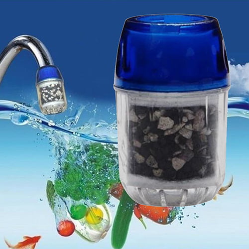 Transer Double Purifier Filter Head Water Purified Tap Bamboo Charcoal Home Tool Blue 