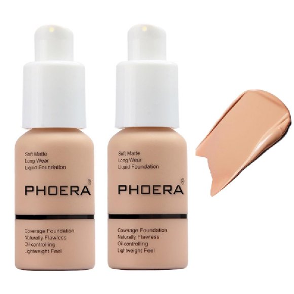 Base de maquillaje líquida PHOERA 103 Warm Peach 30 ml (paquete de 2)