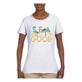 thumbnail image 2 of Wild Bobby Sea The Good Surfboard Sun Rise Good Vibes Nature Lover Women Graphic Tee, White, X-Large, 2 of 6