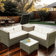 thumbnail image 2 of Highsound 4 Pcs Patio Rattan Wicker Furniture set, All-Weather Outdoor Sectional Sofa Set with Large Glass Coffee Table, 2 of 8