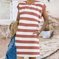 thumbnail image 2 of Dresses for Women Striped Summer Dresses 2024 Crewneck Cap Sleeve Color Block Casual A Line Tshirt Dress with Pockets, 2 of 8