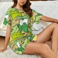 thumbnail image 4 of Wukai Cartoon Frog Women's Pajama Set,Short-Sleeve Top and Shorts with Elastic Waistband and Pockets for Loungewear, Yoga, and Casual Wear-4X-Large, 4 of 8