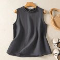 thumbnail image 2 of Annhoo Women's Summer Sleeveless Tops Crew Neck Cotton Linen Ruffle Comfy Tees Casual Beach Vacation Tank Tunics, 2 of 3
