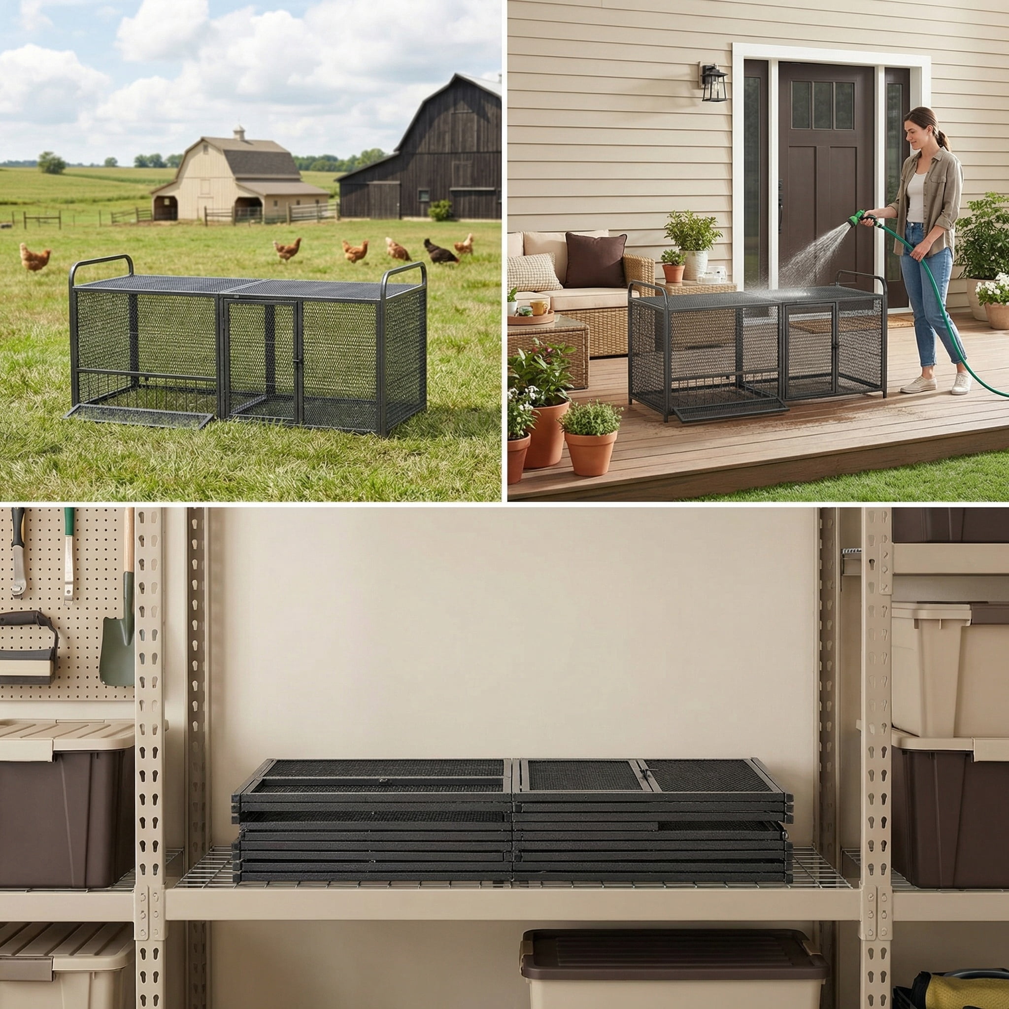63" Chicken Cage Metal Poultry Breeding Coop,Thickened Chicken Coop Durable Chicken, Large Poultry Cage for Hen House,Chicken Coop Run Enclosure Pen For Duck Coop and Rabbit Run