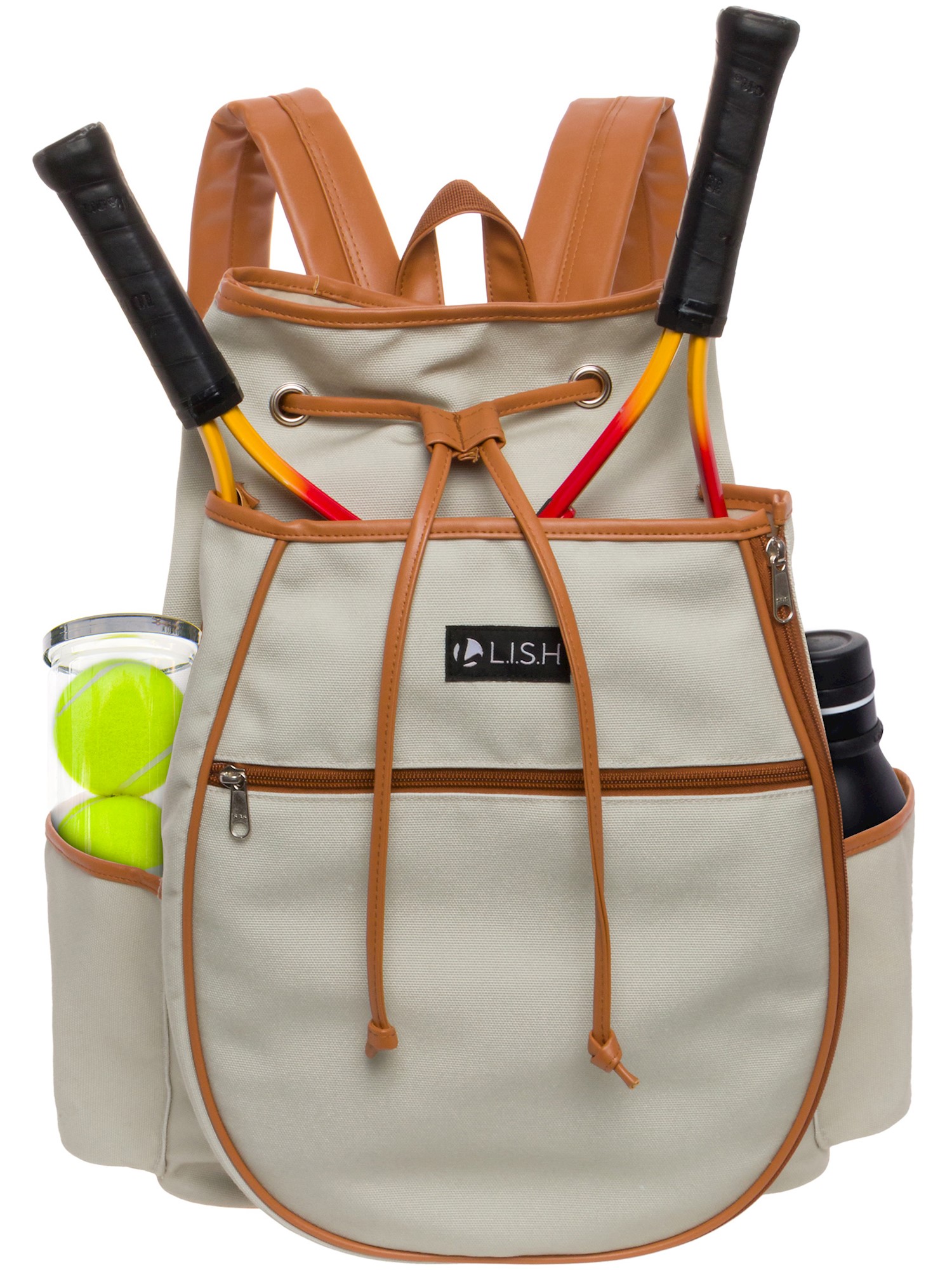 LISH Women's Match Point Canvas Solid Tennis Racquet Holder Backpack