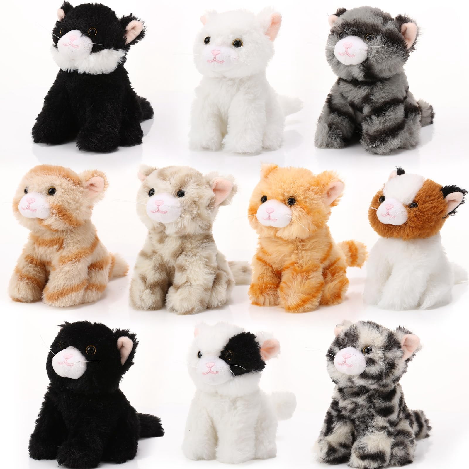 Peluche de gato gris, 5 piezas de familia de animales de peluche, gato