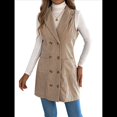 thumbnail image 3 of Vestido de Mujer Color Caqui con Bloques de Color, Otoño, Larga, Rayas, Blazer Falso para Mujer. Caqui M, 3 of 10