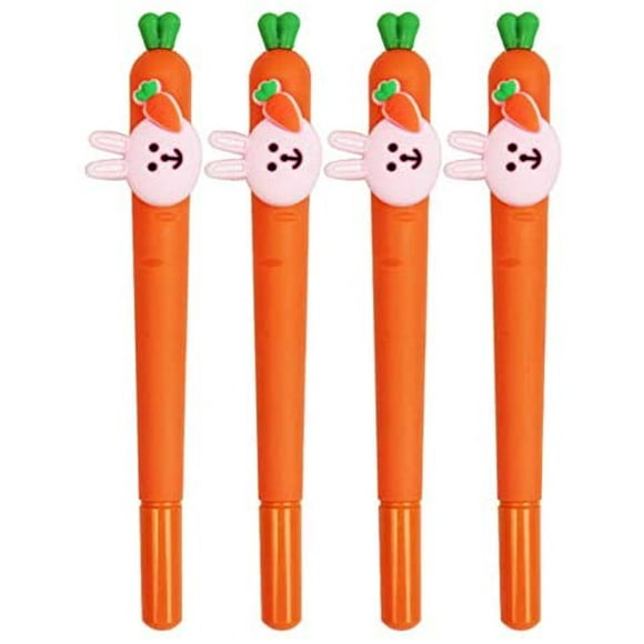 12Pcs Refillable Gel Ink Rollerball Pens from Chris.W, Easter Rabbit and Carrot, 0.5mm Extra Fine Point, Black Ink