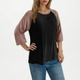 thumbnail image 5 of Fanxing Raglan Sleeve Tops for Women 3/4 Sleeve T Shirts Casual Baseball Tees Loose Fit Round Tunic Blouse Black,L, 5 of 8