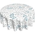 thumbnail image 1 of Grey Teal Leaf Tablecloth Round 60 Inch Rustic Spring Summer Watercolor Leaves Table Cloth Waterproof Fabric Farmhouse Decorations for Home Kitchen Dining, 1 of 1