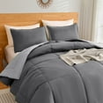 3pc Luxurious Gray Reversible Queen Comforter Set Soft, Comforter With