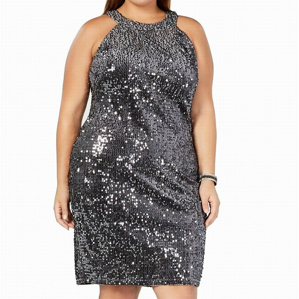 nightway plus size sequin flowy gown