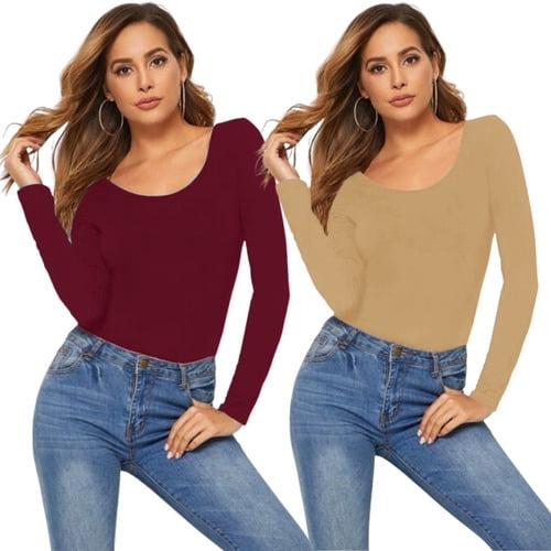 Pack 2 Blusas Mujer Manga Larga Interior Térmico Sueter Dama LOLE Blusa