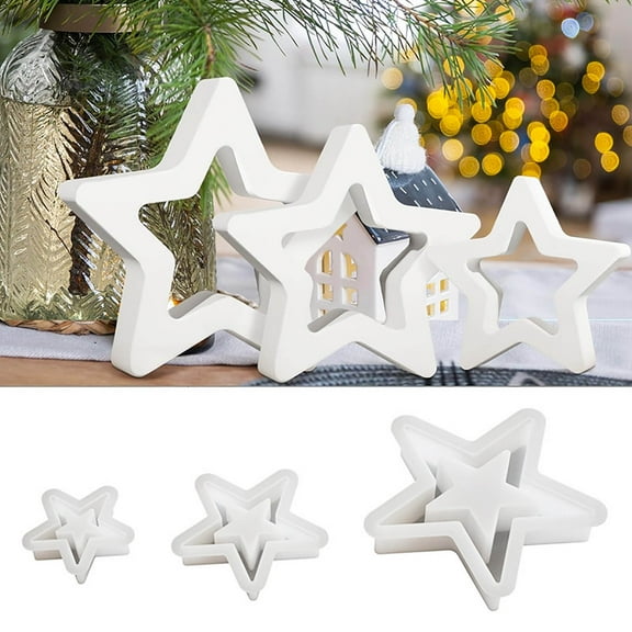 DIY Drip Mold Hollow Pentagram Christmas Tree Decoration Pendant Table Setting Silicone Molds 3 Sizes Available (Medium Size 3.3 Inch)