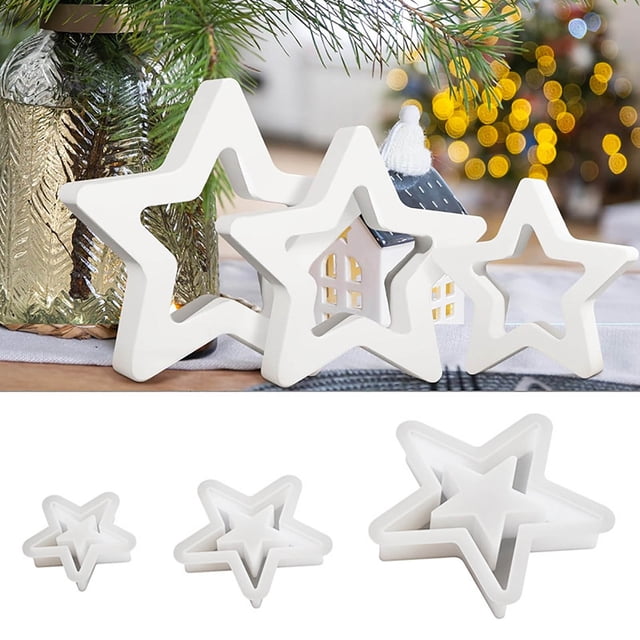 Xihbxyly Juego de Moldes para Velas Navideñas con Forma de Estrella, Ideal para Manualidades, Diseño Fácil de Desmoldar, Versátil para Velas, Jabones, Regalos y Decoración Navideña. Disponible En 3 T